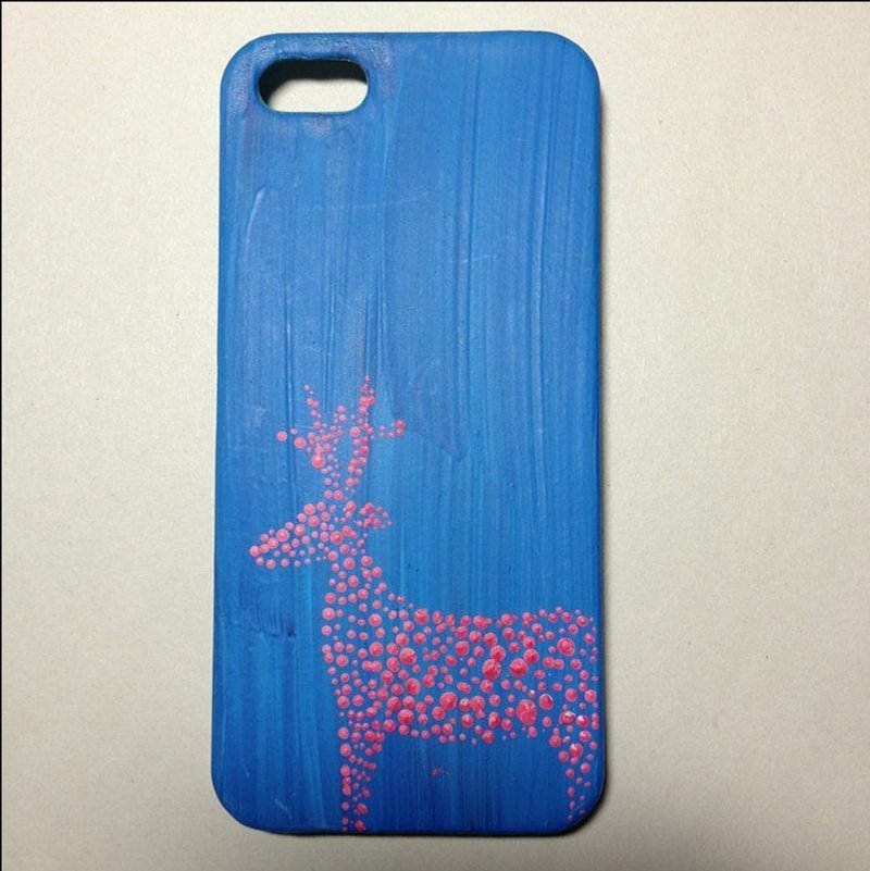 【手機殼上的動物園】粉鹿鹿在藍森林 - 手機殼/手機套 - 其他材質 藍色