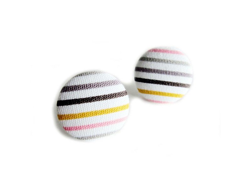 Cloth buckle earrings clip earrings colored stripes do - Earrings & Clip-ons - Other Materials Multicolor