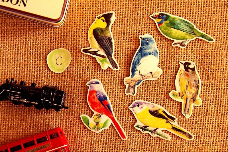 Wild birds painted waterproof sticker set / C - Stickers - Waterproof Material 