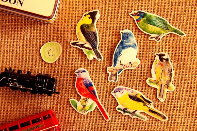 Wild birds painted waterproof sticker set / C - สติกเกอร์ - วัสดุกันนำ้ 