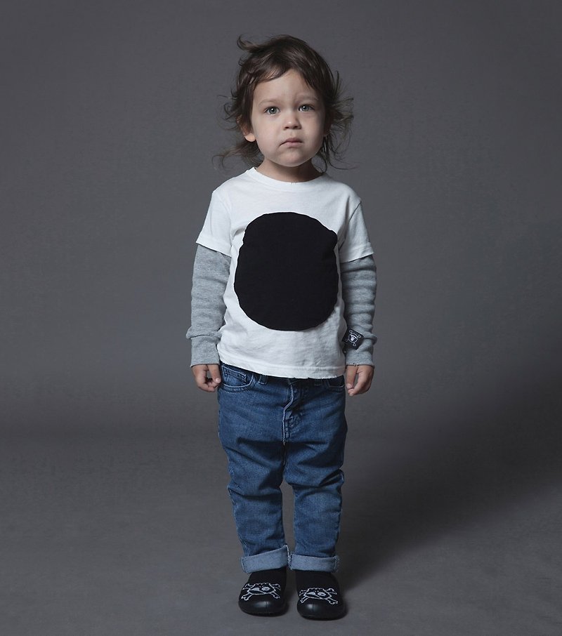 2015 autumn and winter fashion brand NUNUNU big circle circle patch sleeve cotton top/circle patch t-shirt - อื่นๆ - ผ้าฝ้าย/ผ้าลินิน ขาว