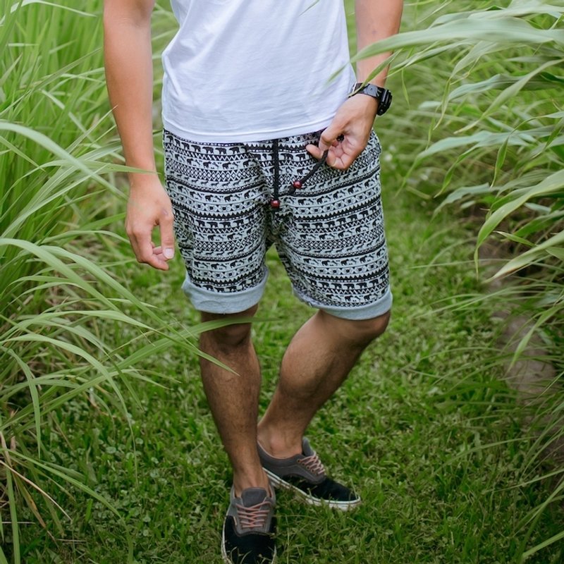 [Totem Series] Bear and Leopard - neutral version shorts - กางเกงขายาว - ผ้าฝ้าย/ผ้าลินิน สีนำ้ตาล