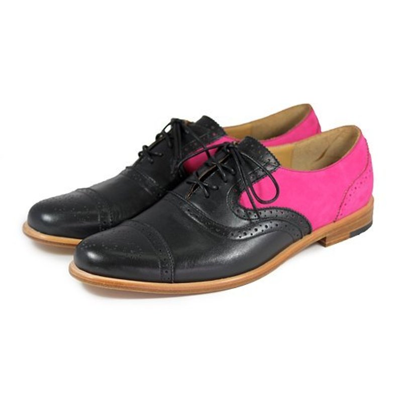 Oxford shoes Poppy M1093B Black Fuxia - รองเท้าอ็อกฟอร์ดผู้ชาย - หนังแท้ สีดำ