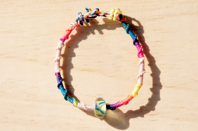 Valentine's Day Colorful Braided Twist Silk Wax Thread Bracelet-Sunlight Glass + Gradient Wax Thread (The wire can be selected in color) - สร้อยข้อมือ - วัสดุกันนำ้ หลากหลายสี