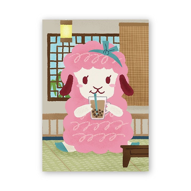 [Poca] Desktop Dim Sum Postcard: Pearl Milk Tea (No. 18) - Cards & Postcards - Paper 