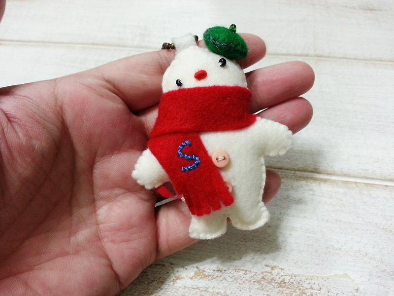 聖誕節限定小雪人吊飾、鑰匙圈(也可製作成別針) - 鑰匙圈/鑰匙包 - 其他材質 多色