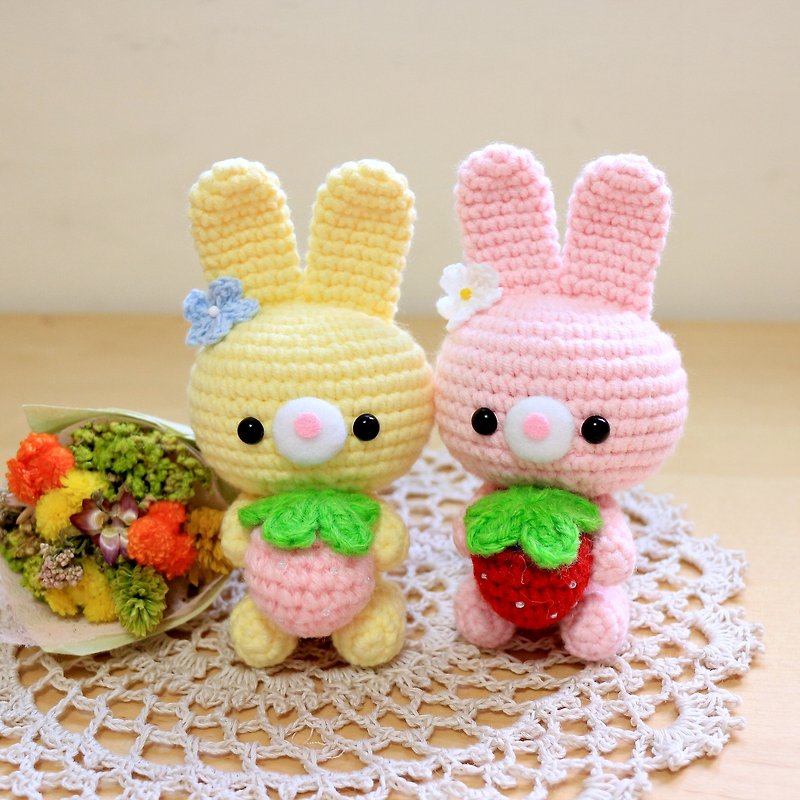Strawberry Bunny. Charm. Gift - Stuffed Dolls & Figurines - Other Materials 