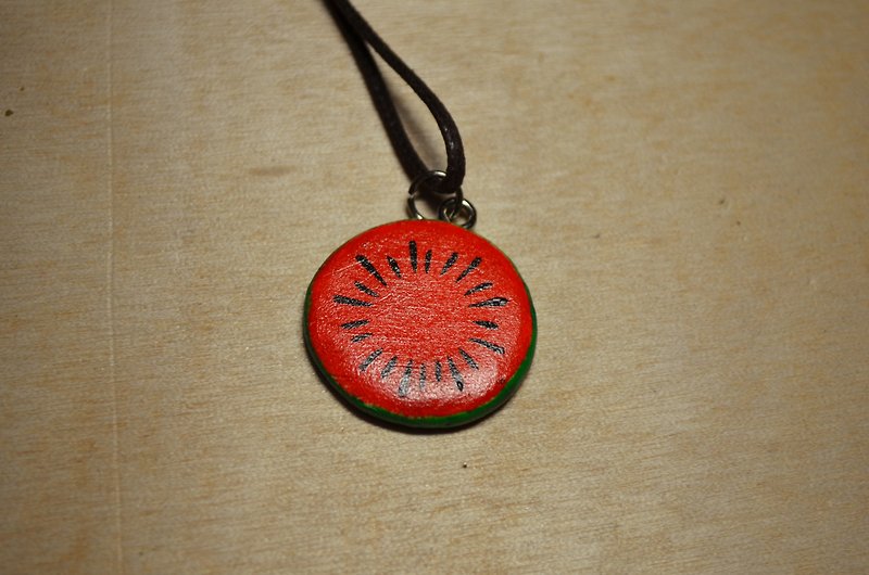 Handmade necklace / red watermelon slices - Necklaces - Acrylic Red
