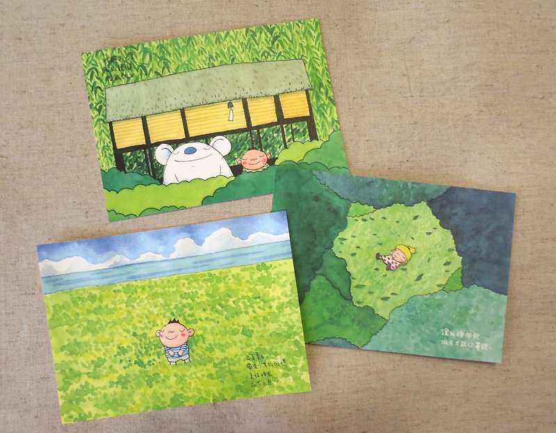 綠悠悠夏日時光 Postcard Set of 3 Illustration by Bigsoil - Cards & Postcards - Paper Green