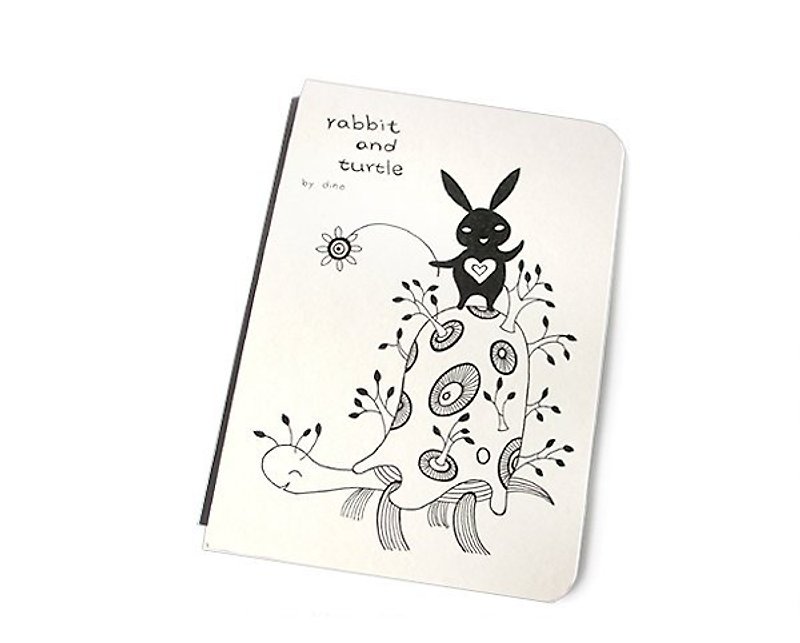 Hand-painted notebook: Rabbit and tortoise - Notebooks & Journals - Paper White