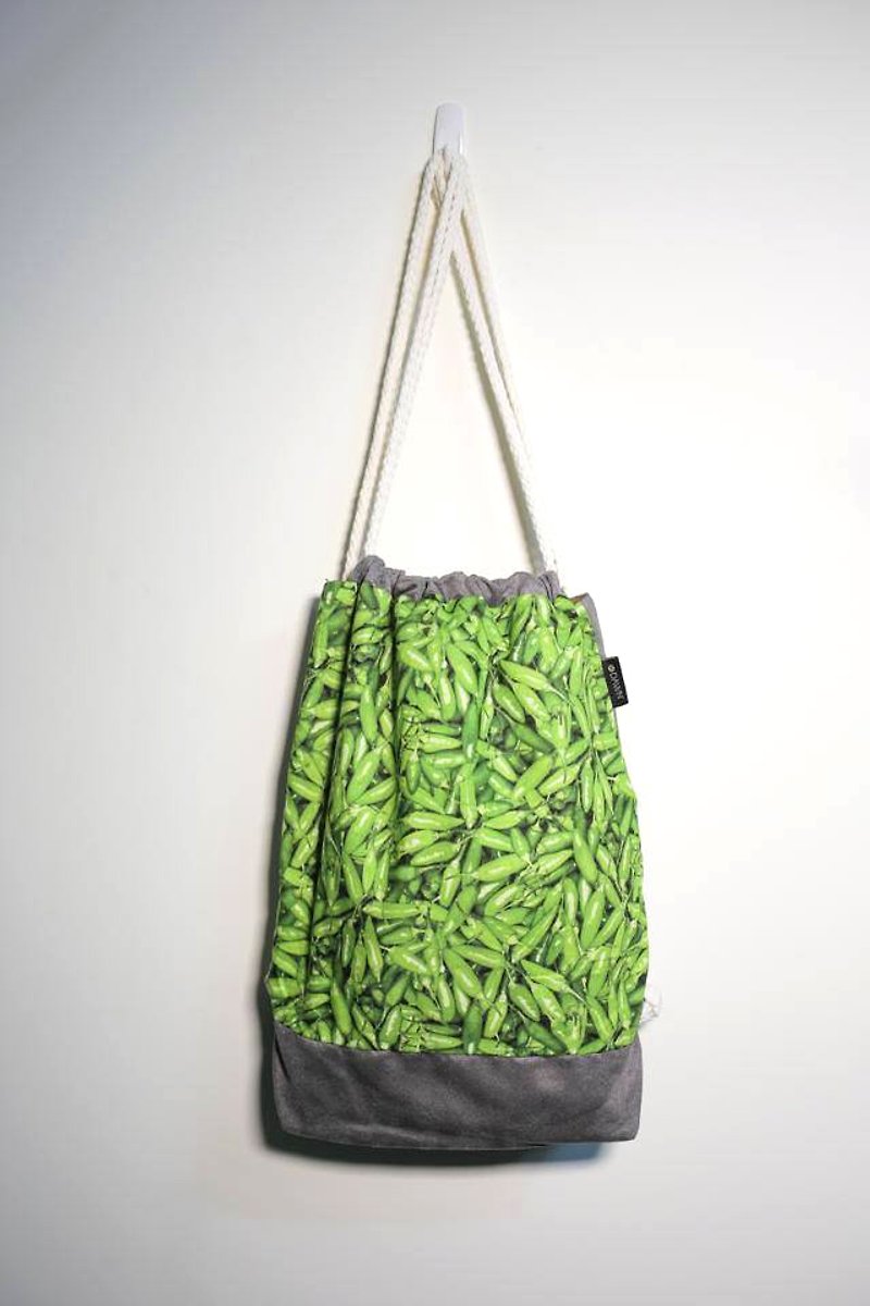 老媽手中線 // 束口後背包 束口袋 - 農夫市集 - Chilies - 水桶包/束口袋 - 棉．麻 綠色