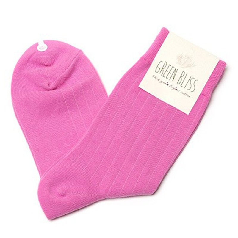 GREEN BLISS Organic Cotton Socks - [Plain Embossed] Cherry blossom Pink Sakura Powder Socks (Male / Female) - ถุงเท้า - ผ้าฝ้าย/ผ้าลินิน สึชมพู
