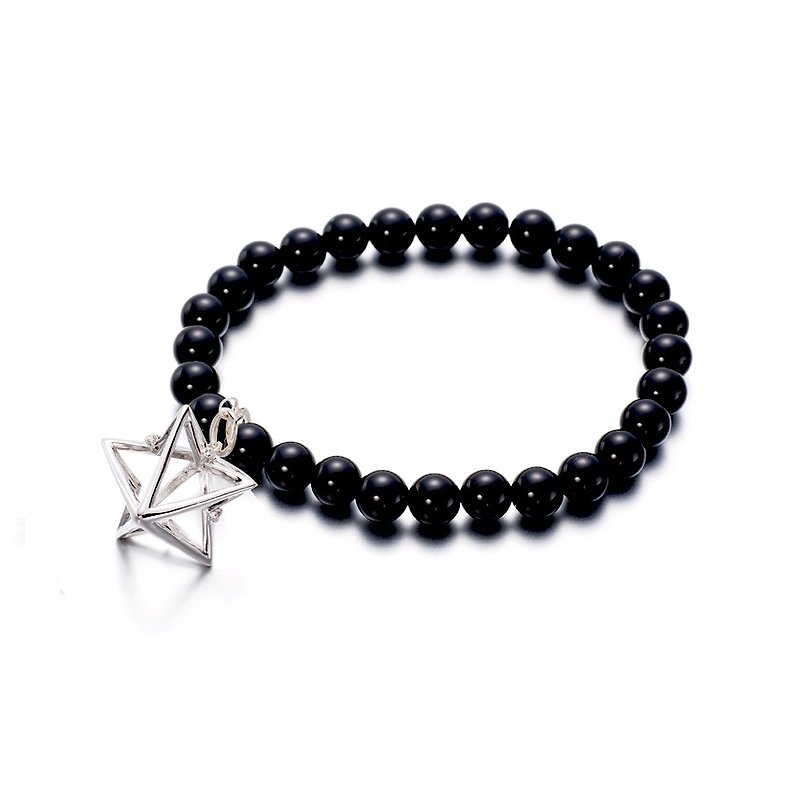Black Onyx Bracelet, Black Stone Onyx Silver Bracelet, Jet Stone Buddha Bracelet - Bracelets - Semi-Precious Stones Black