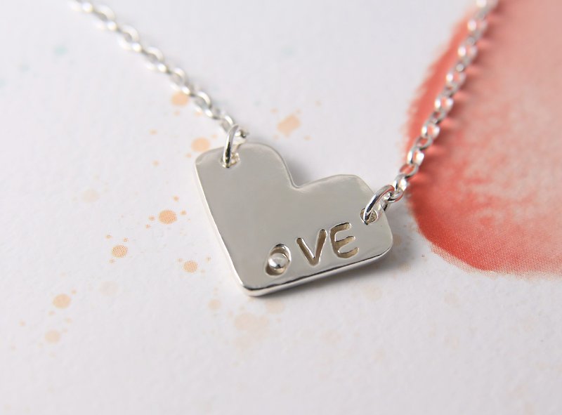 Sterling Silver Necklace / LOVE Letters - สร้อยคอ - เงินแท้ สีเงิน