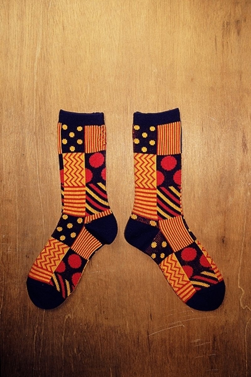深藍幾何冰塊盒針織襪!!夏漪眺=knock your socks off !! - 襪子 - 其他材質 藍色