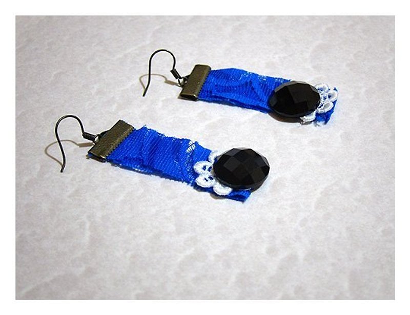 Royal blue lace earrings - Earrings & Clip-ons - Other Materials Blue