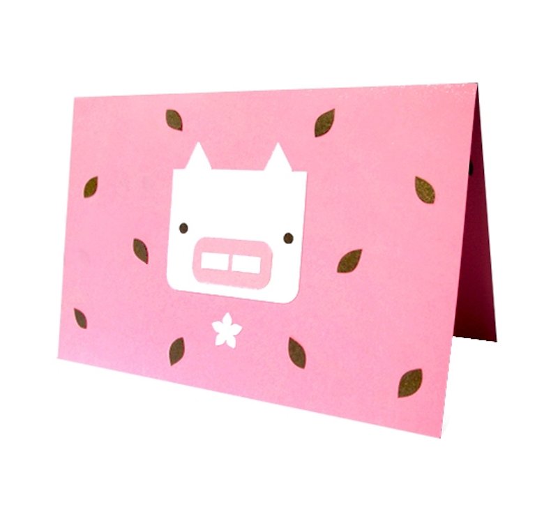 手作りカード_かわいい豚...ユニバーサルカード、誕生日カード - カード・はがき - 紙 ピンク