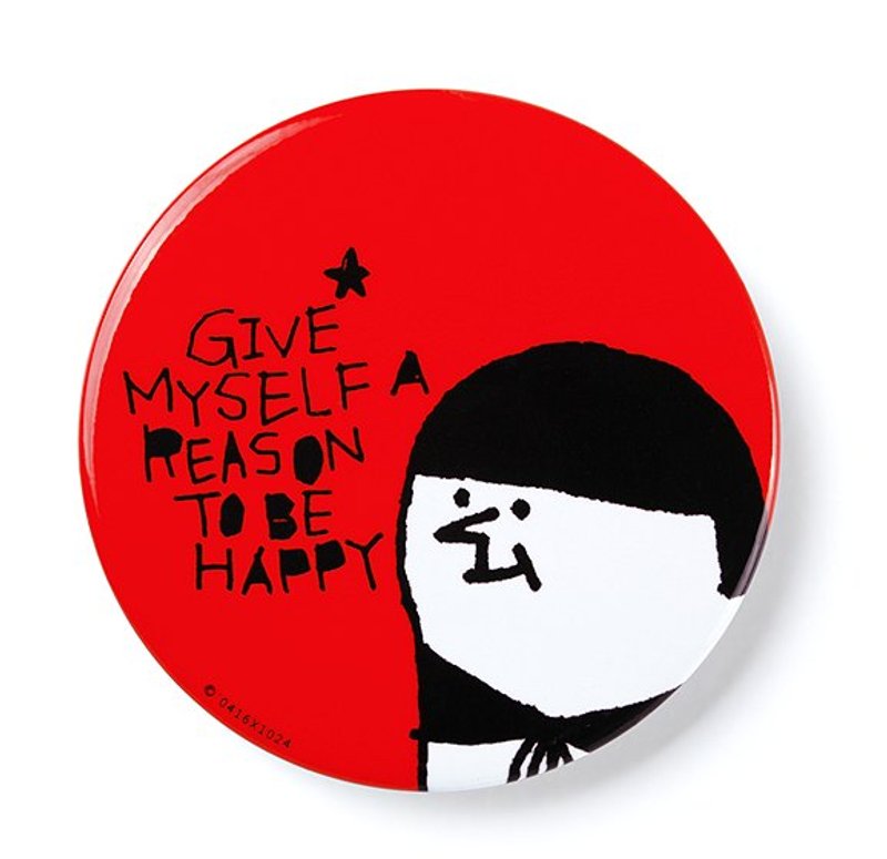 Give yourself a reason to be happy - red / badge - เข็มกลัด/พิน - โลหะ สีแดง