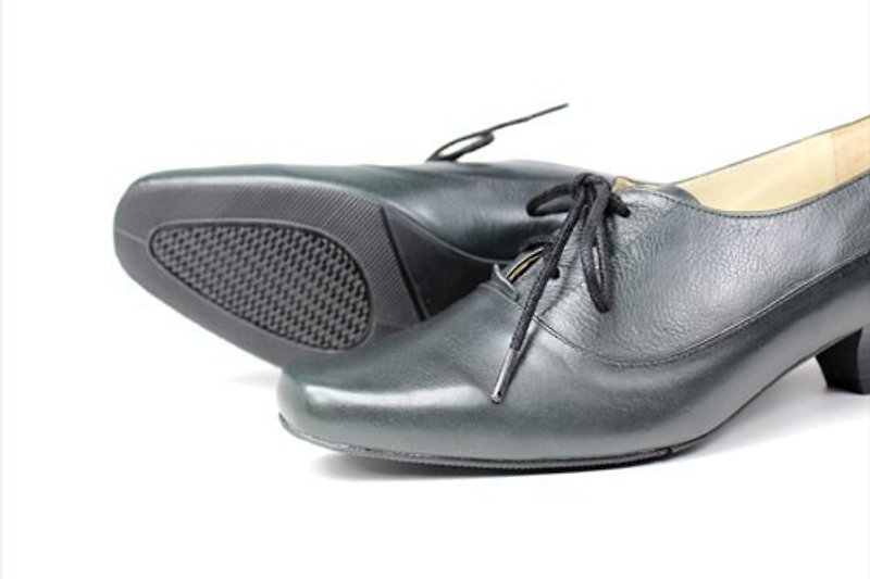 Black Yuppie Square Shoes - Women's Oxford Shoes - Genuine Leather Black