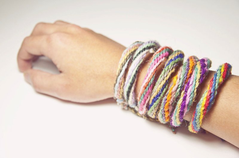 Hand feel four-color hemp rope hand rope (single loop design) - Bracelets - Other Materials Multicolor