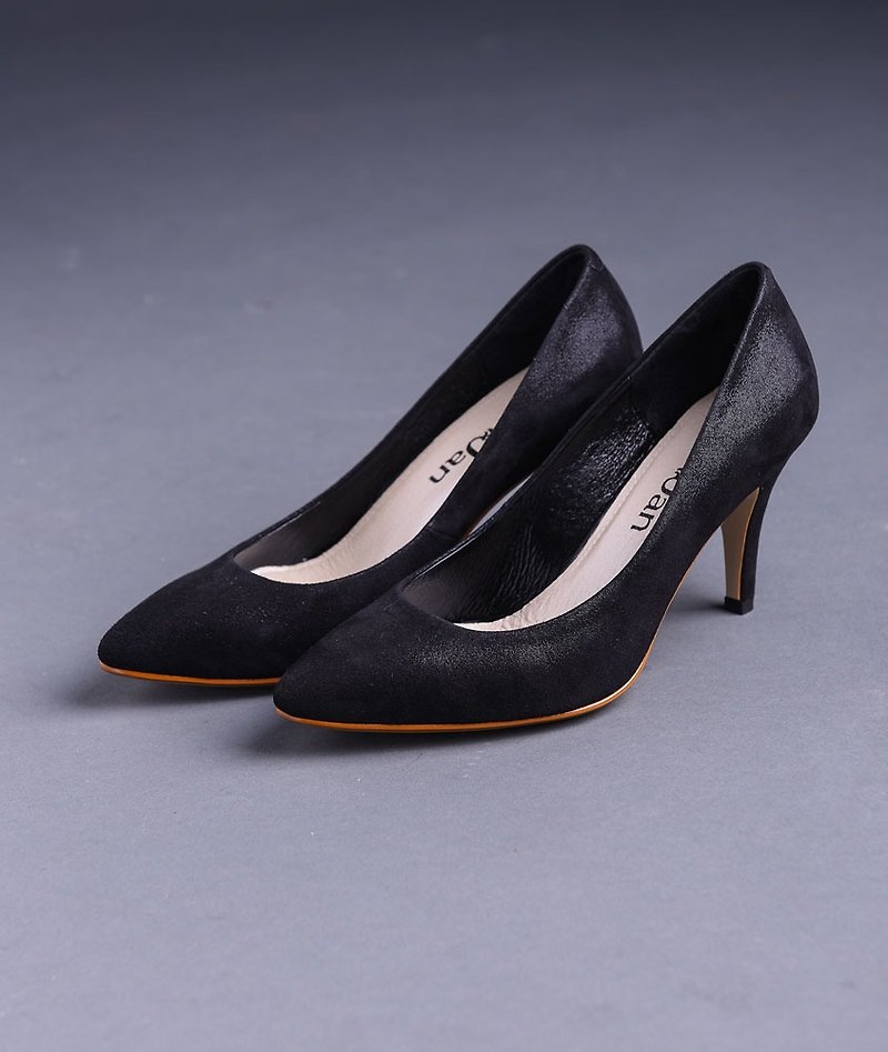 [Sports sum] micro open toe sexy pointed silent stiletto shoes _ gloss black - รองเท้าส้นสูง - หนังแท้ สีดำ