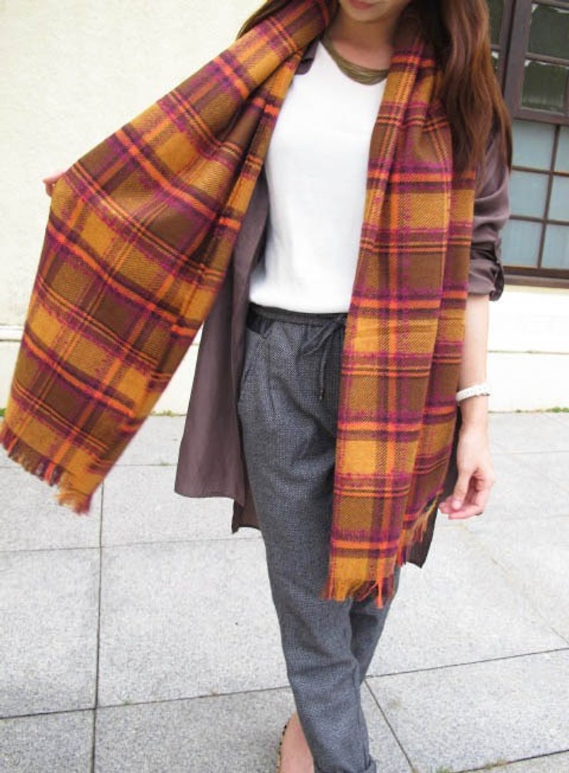 Exclusive! Plaid Wool Shawl - Knit Scarves & Wraps - Other Materials Multicolor