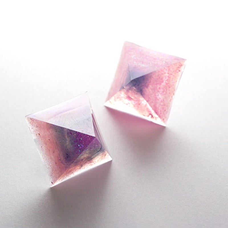 Pyramid earrings (Amethyst) - Earrings & Clip-ons - Other Materials Pink