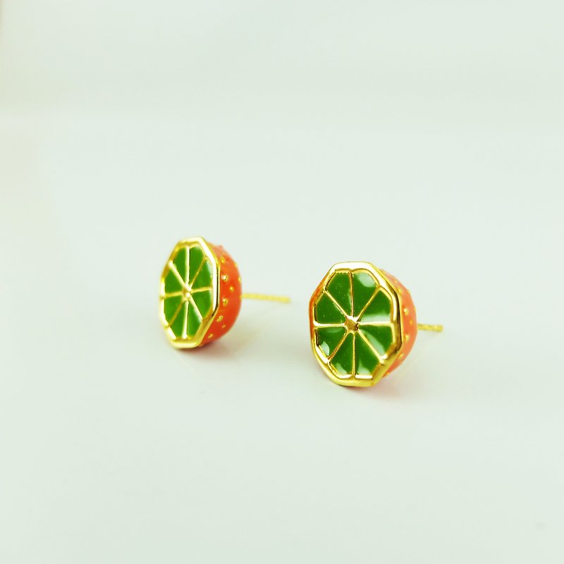 酸酸檸檬黃銅耳環 - 耳環/耳夾 - 其他金屬 綠色