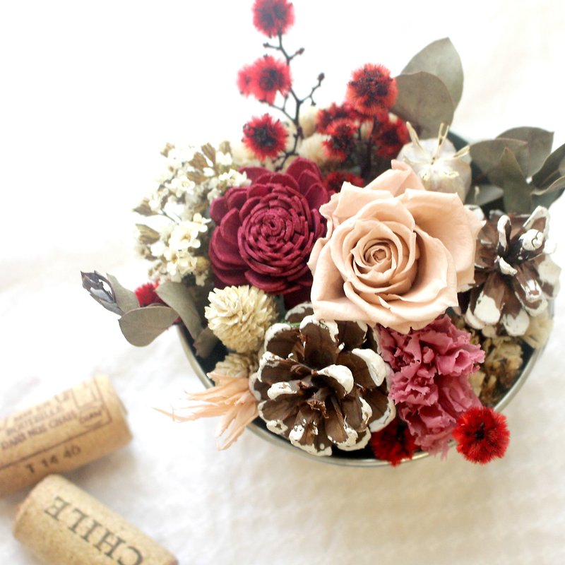 P_ tinplate small table flower (not withered dried flowers) - ของวางตกแต่ง - พืช/ดอกไม้ สึชมพู