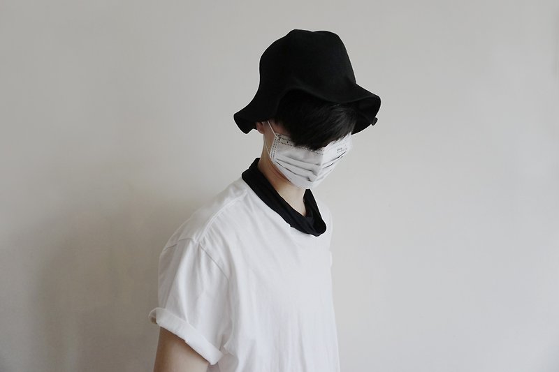 其他材質 帽子 黑色 - 素黑漁夫帽<中性>