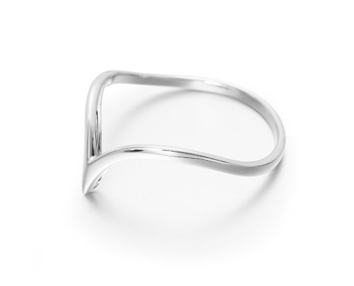 Majade Jewelry Design 14K白金個性素戒 優雅訂婚戒指 V形簡約白金素戒 極簡時尚金婚戒