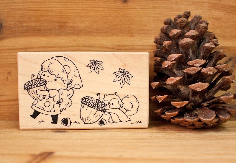Squirrel girl on the way - Stamps & Stamp Pads - Wood 