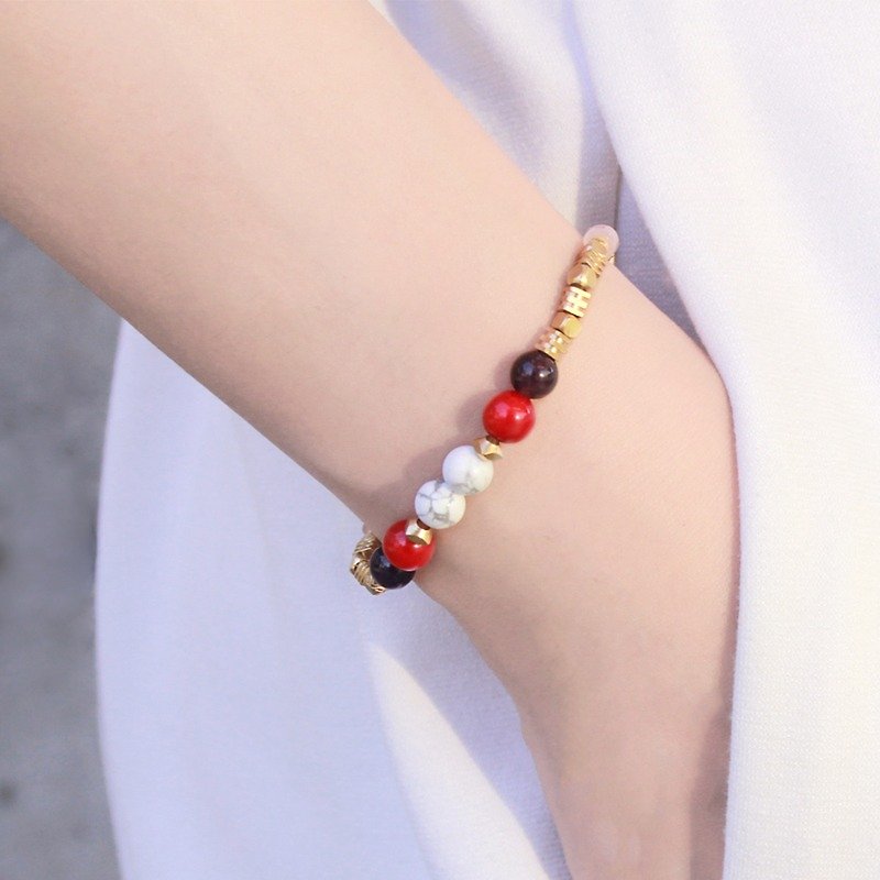 Cancer constellation - Natural stone / Gemstone / Brass / Bracelet Jewelry desig - Bracelets - Gemstone Red