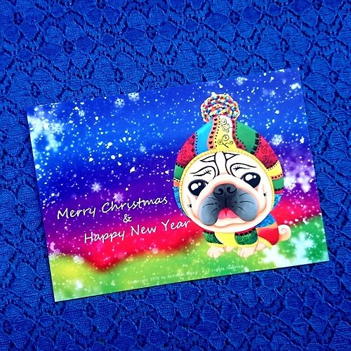 SihWun's Pug World 巴哥犬世界 Merry Christmas & Happy New Year 巴哥明信片-03