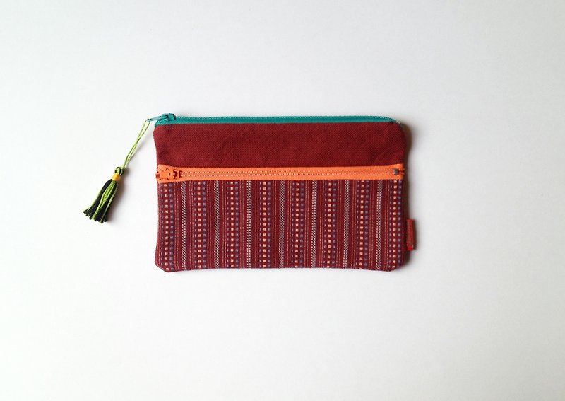 小さな赤紫色鉛筆バッグ - ペンケース・筆箱 - その他の素材 レッド