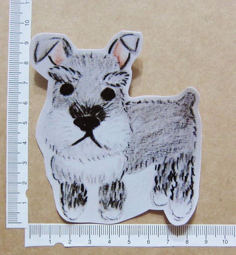 Hand-painted illustration style completely waterproof sticker Schnauzer - Stickers - Waterproof Material Gray