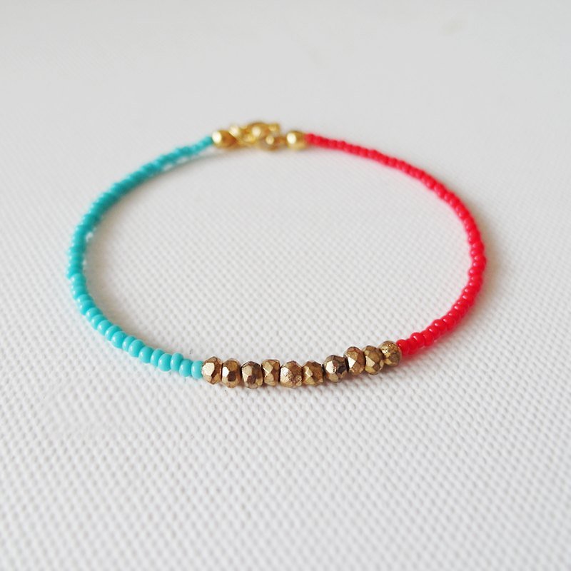 Cha mimi. Natural ore fools gold tricolor bracelet - Bracelets - Gemstone Multicolor