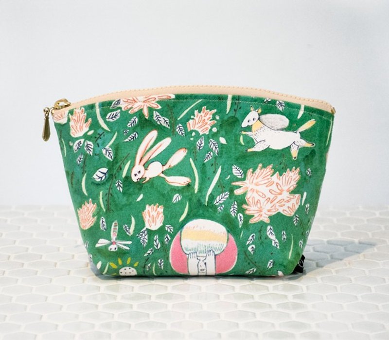 [Illustration] hide and seek admission package / cosmetic bag. New with cloth texture plus! - Toiletry Bags & Pouches - Other Materials Green