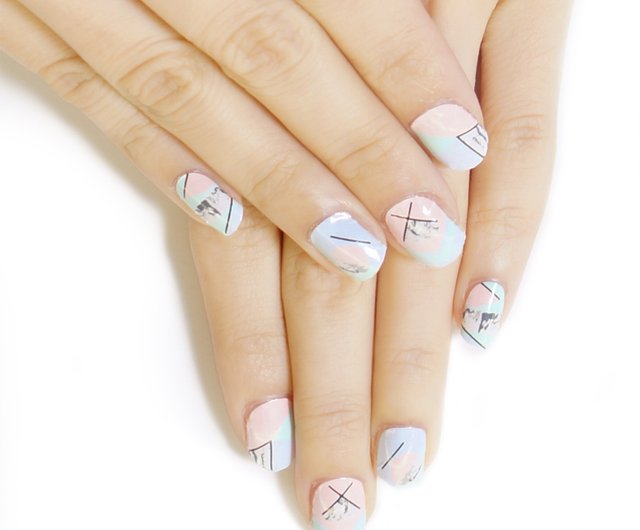 パステル ソフト マーブル ネイル ラップ デザイナー ネイル ステッカー 22 個 ショップ Little Surprise Nail Pinkoi