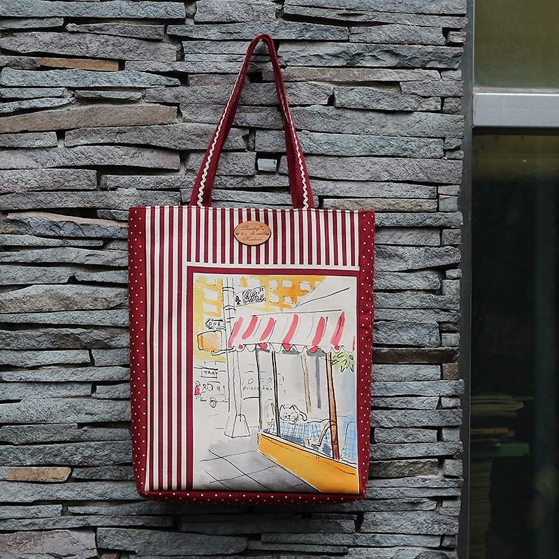 Hand-painted wind kitty backpack <handmade limited edition package> - กระเป๋าแมสเซนเจอร์ - วัสดุอื่นๆ สีแดง