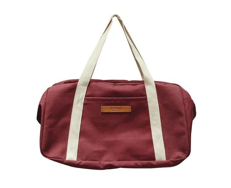 Ananda light travel bag / Boston bag [jujube thick canvas] - กระเป๋าแมสเซนเจอร์ - ผ้าฝ้าย/ผ้าลินิน สีแดง