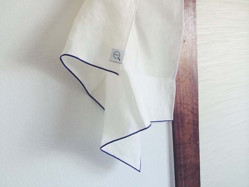 qiao limited Pint! organic linen handkerchief white to purple × white - Handkerchiefs & Pocket Squares - Other Materials Blue