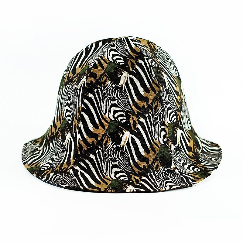 Calf Calf Village village men and women hat cap visor sided handmade African animals zebra zebra {control} H-109] - หมวก - วัสดุอื่นๆ สีดำ