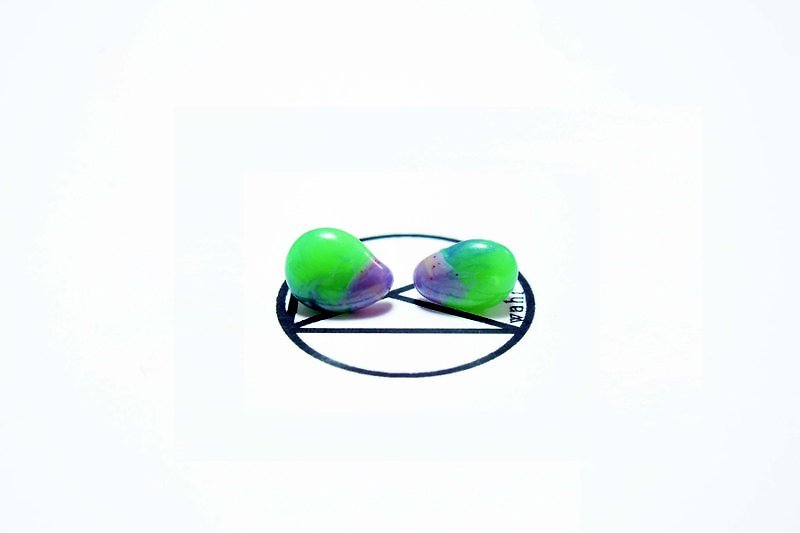 [Wahr] mixing green earrings (one pair) - Earrings & Clip-ons - Other Materials Multicolor