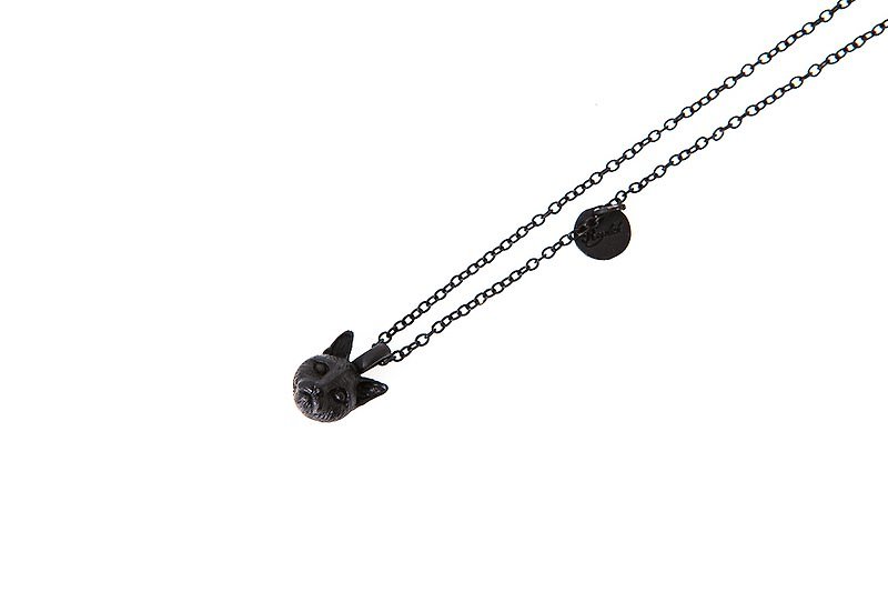Regolith x KopoMetal Edition Cat Head Necklace in Mist Black Lacquer - สร้อยคอ - โลหะ สีทอง