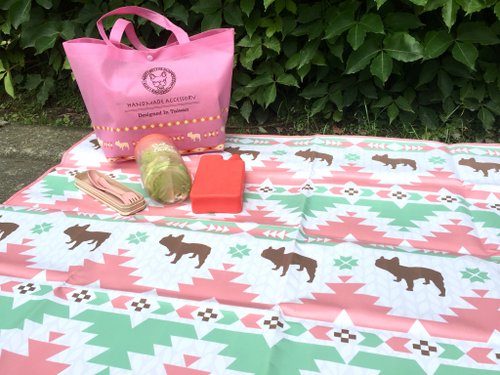 Oops  french bulldog folk style picnic mat