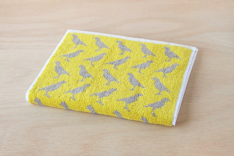 Sports Towel/Formosan Crested Myna/Grey & Yellow - ผ้าขนหนู - วัสดุอื่นๆ สีเหลือง