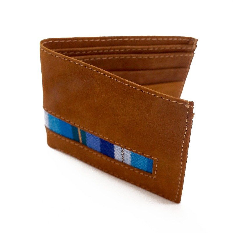 LEATHER & MAYAN EMBROIDERY POCKET WALLET - Wallets - Genuine Leather Brown