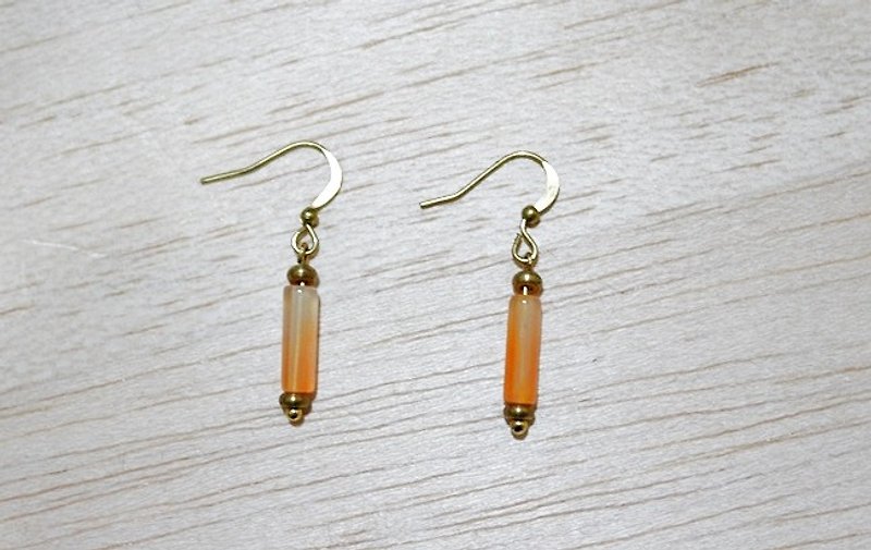 Brass X Natural Stone <Yellow Line Zone> - Hook Earrings - Earrings & Clip-ons - Copper & Brass Yellow