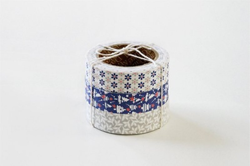 Dailylike fabric tape 北歐風布膠帶(三入) 32-snow bell,E2D54081 - 紙膠帶/和紙/PET - 其他材質 藍色